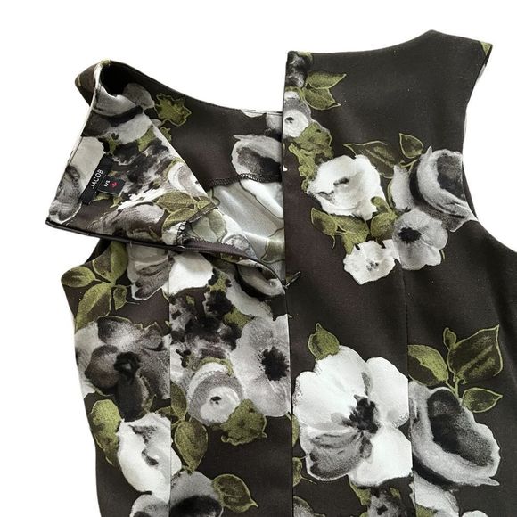 Jacob green dress with all over floral print sleeveless zip up back size small - Picture 9 of 11